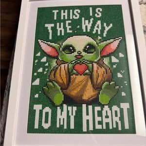 Green Baby Yoda Diamond Art in Frame